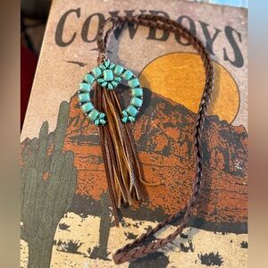 Turquoise and Brown Braided Necklace